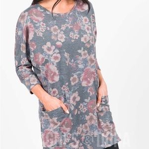 Deep Pocket Tunic Denim Floral